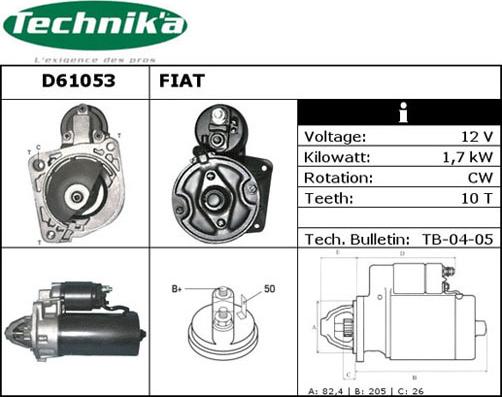 Technika D61053 - Стартер vvparts.bg