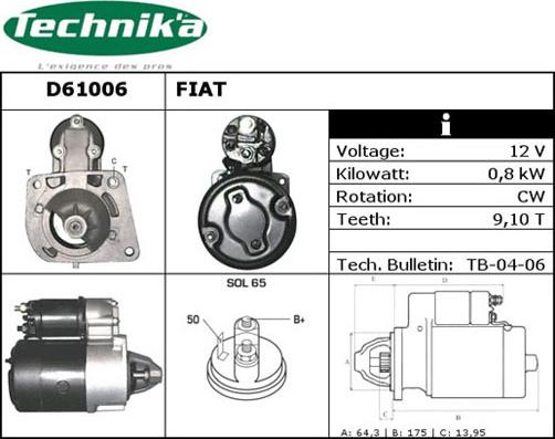 Technika D61006 - Стартер vvparts.bg