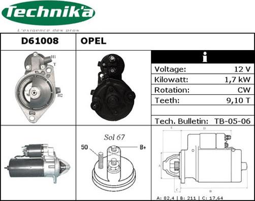 Technika D61008 - Стартер vvparts.bg