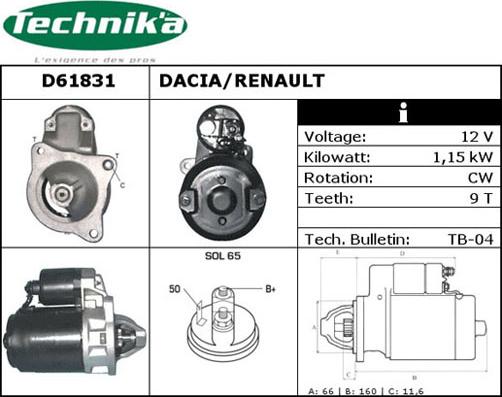 Technika D61831 - Стартер vvparts.bg