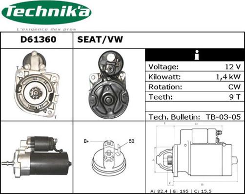 Technika D61360 - Стартер vvparts.bg