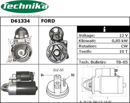 Technika D61334 - Стартер vvparts.bg