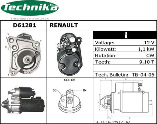 Technika D61281 - Стартер vvparts.bg