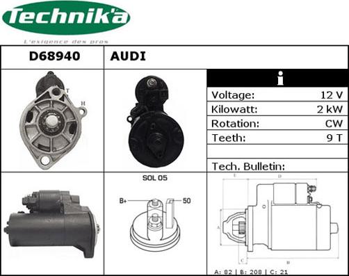 Technika D68940 - Стартер vvparts.bg