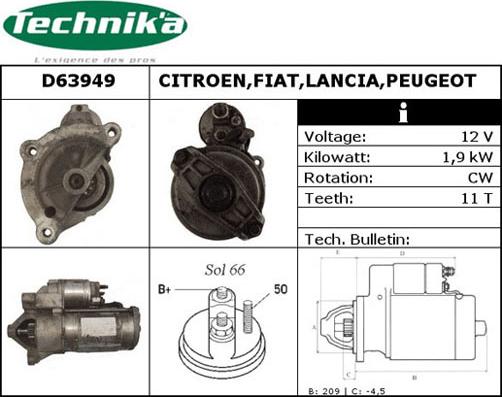 Technika D63949 - Стартер vvparts.bg