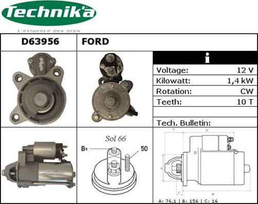 Technika D63956 - Стартер vvparts.bg