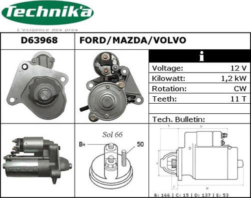 Technika D63968 - Стартер vvparts.bg