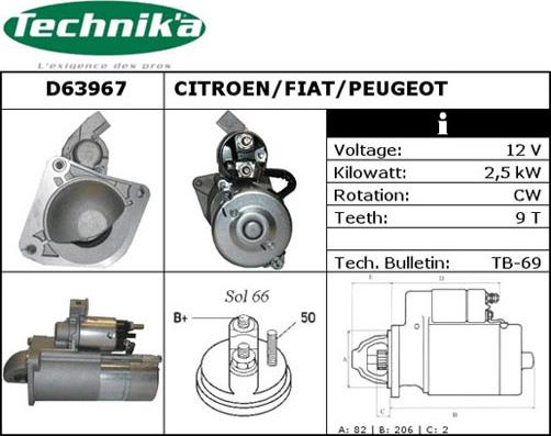 Technika D63967 - Стартер vvparts.bg