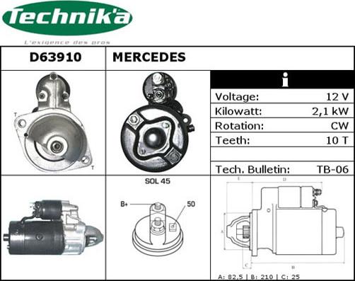 Technika D63910 - Стартер vvparts.bg