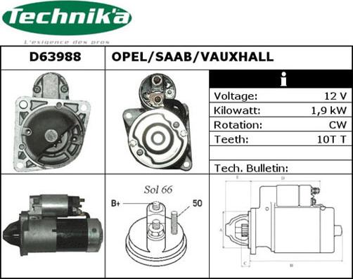 Technika D63988 - Стартер vvparts.bg