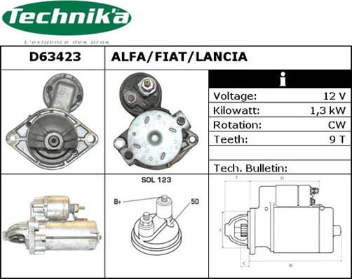 Technika D63423 - Стартер vvparts.bg