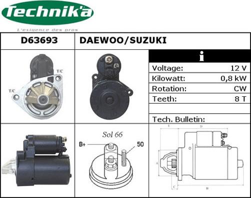 Technika D63693 - Стартер vvparts.bg