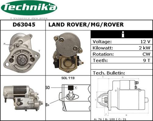 Technika D63045 - Стартер vvparts.bg