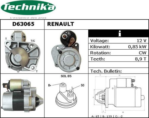 Technika D63065 - Стартер vvparts.bg