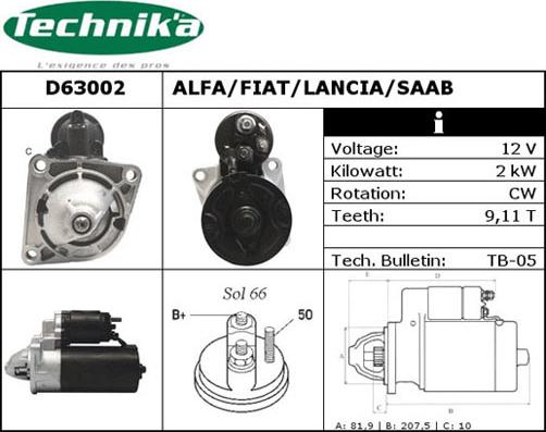 Technika D63002 - Стартер vvparts.bg