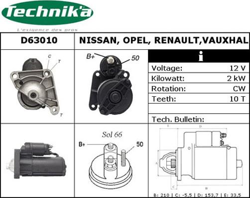 Technika D63010 - Стартер vvparts.bg