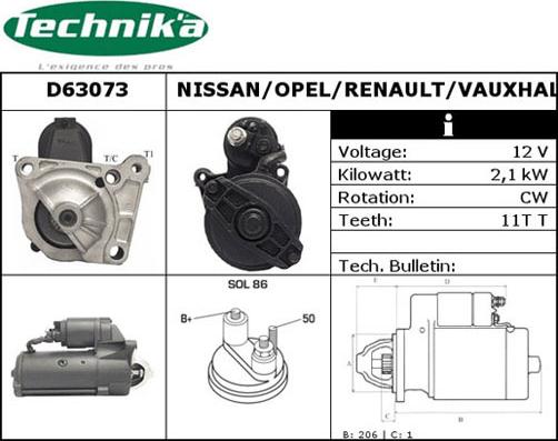 Technika D63073 - Стартер vvparts.bg