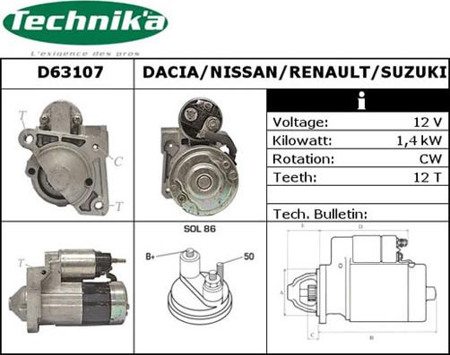 Technika D63107 - Стартер vvparts.bg