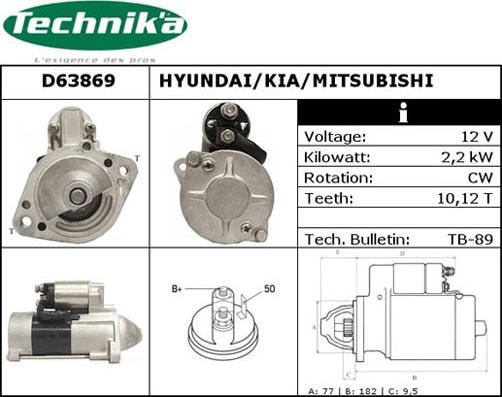 Technika D63869 - Стартер vvparts.bg