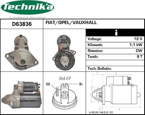 Technika D63836 - Стартер vvparts.bg