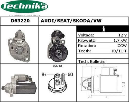 Technika D63220 - Стартер vvparts.bg