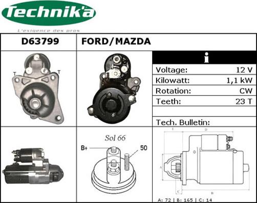 Technika D63799 - Стартер vvparts.bg