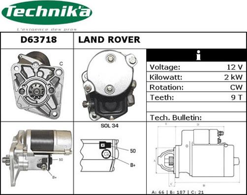 Technika D63718 - Стартер vvparts.bg