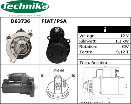 Technika D63736 - Стартер vvparts.bg