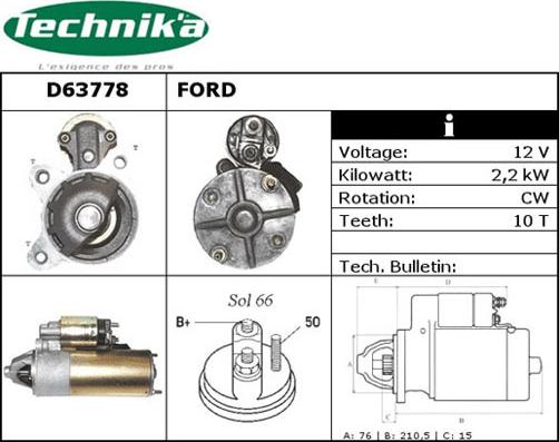 Technika D63778 - Стартер vvparts.bg