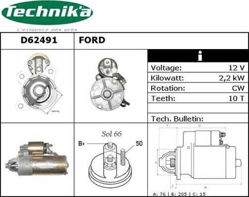 Technika D62491 - Стартер vvparts.bg