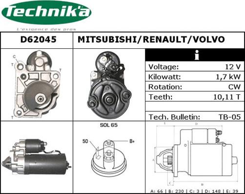 Technika D62045 - Стартер vvparts.bg