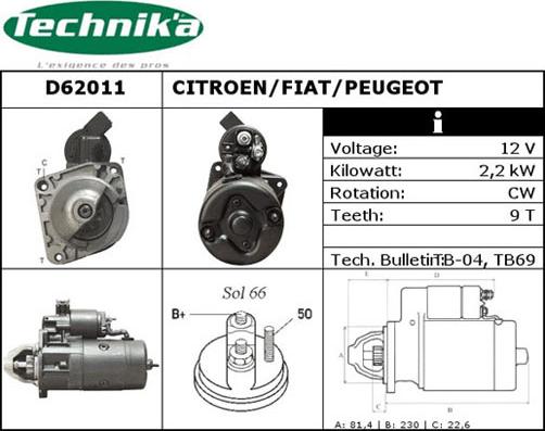 Technika D62011 - Стартер vvparts.bg