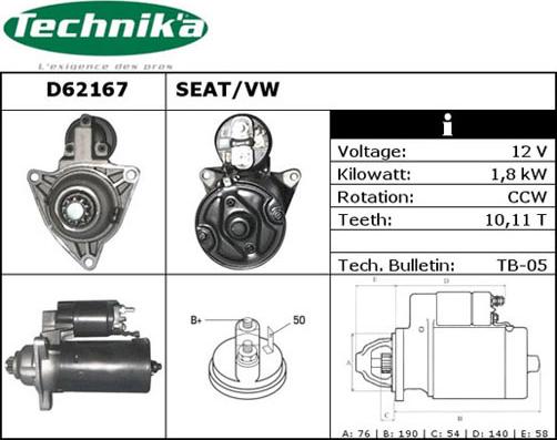 Technika D62167 - Стартер vvparts.bg