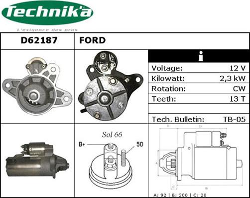 Technika D62187 - Стартер vvparts.bg