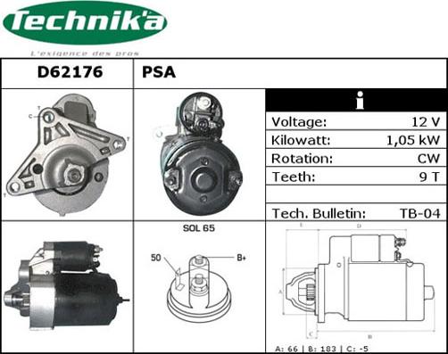 Technika D62176 - Стартер vvparts.bg