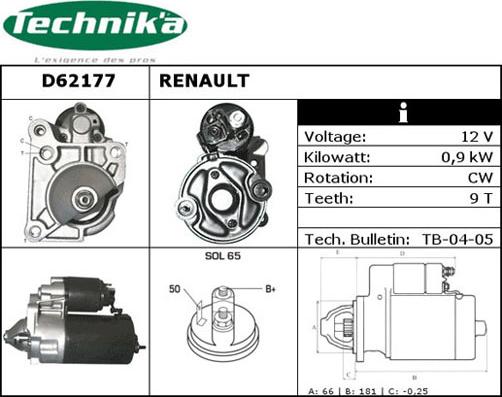 Technika D62177 - Стартер vvparts.bg