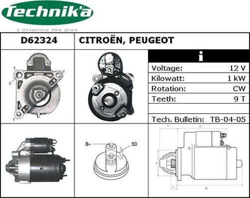 Technika D62324 - Стартер vvparts.bg