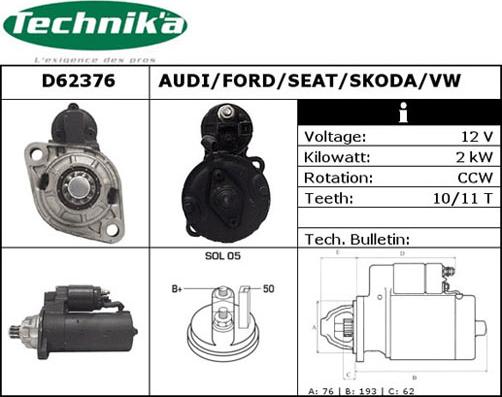 Technika D62376 - Стартер vvparts.bg