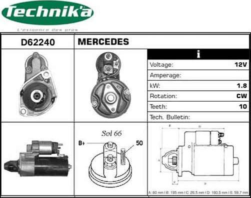 Technika D62240 - Стартер vvparts.bg