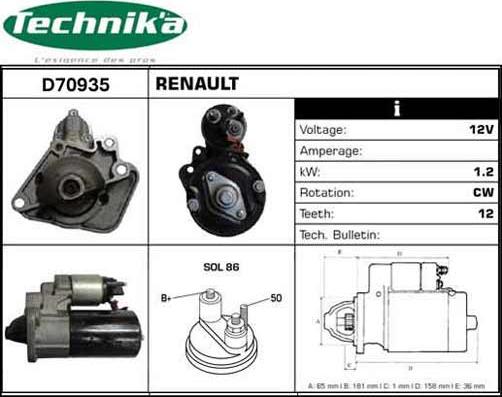 Technika D70935 - Стартер vvparts.bg