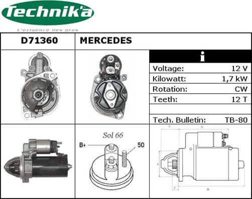 Technika D71360 - Стартер vvparts.bg