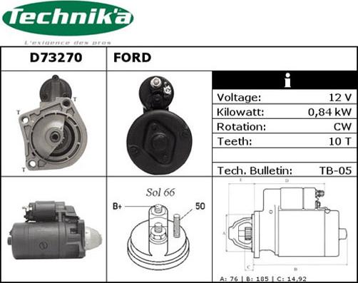 Technika D73270 - Стартер vvparts.bg