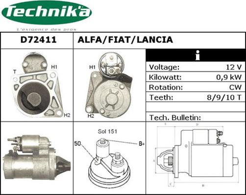 Technika D72411 - Стартер vvparts.bg