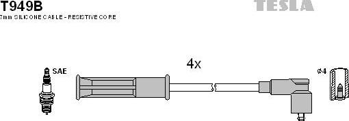 TESLA T949B - Комплект запалителеи кабели vvparts.bg