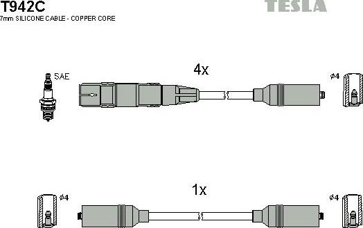 TESLA T942C - Комплект запалителеи кабели vvparts.bg