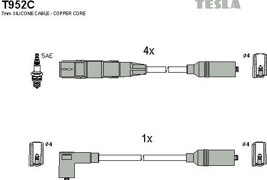 TESLA T952C - Комплект запалителеи кабели vvparts.bg