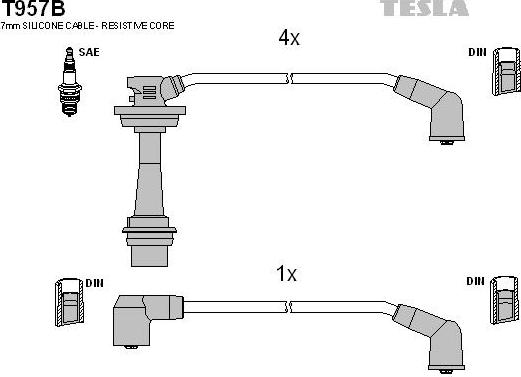 TESLA T957B - Комплект запалителеи кабели vvparts.bg