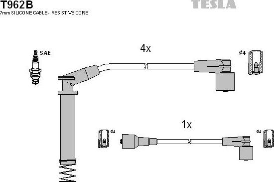 TESLA T962B - Комплект запалителеи кабели vvparts.bg