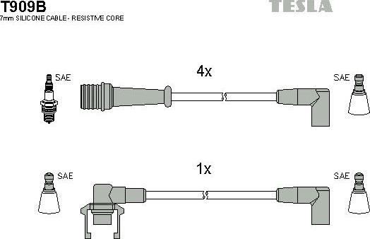 TESLA T909B - Комплект запалителеи кабели vvparts.bg