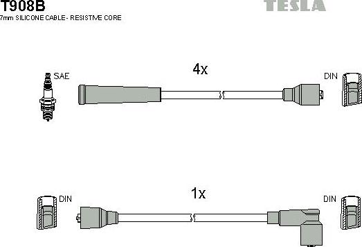 TESLA T908B - Комплект запалителеи кабели vvparts.bg